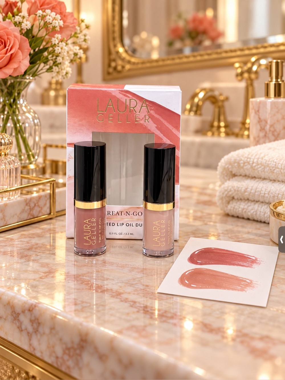 Laura Geller Dual Tinted Lip Oil Duo,NIB